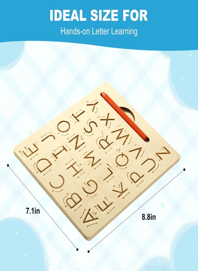 hzsshb Wooden Letters Practicing Board,Reusable Handwriting Alphabet Tracing Board Double-Sided Toddlers and Preschool Gifts Learning Toys Learning to Write ABC for Kids Ages 3-8 - Image 3